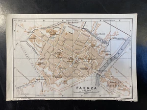 Mapa de Faenza Italia 4x6" 1909 de Wagner & Debes/Baedeker nítido limpio detallado - Imagen 1 de 3
