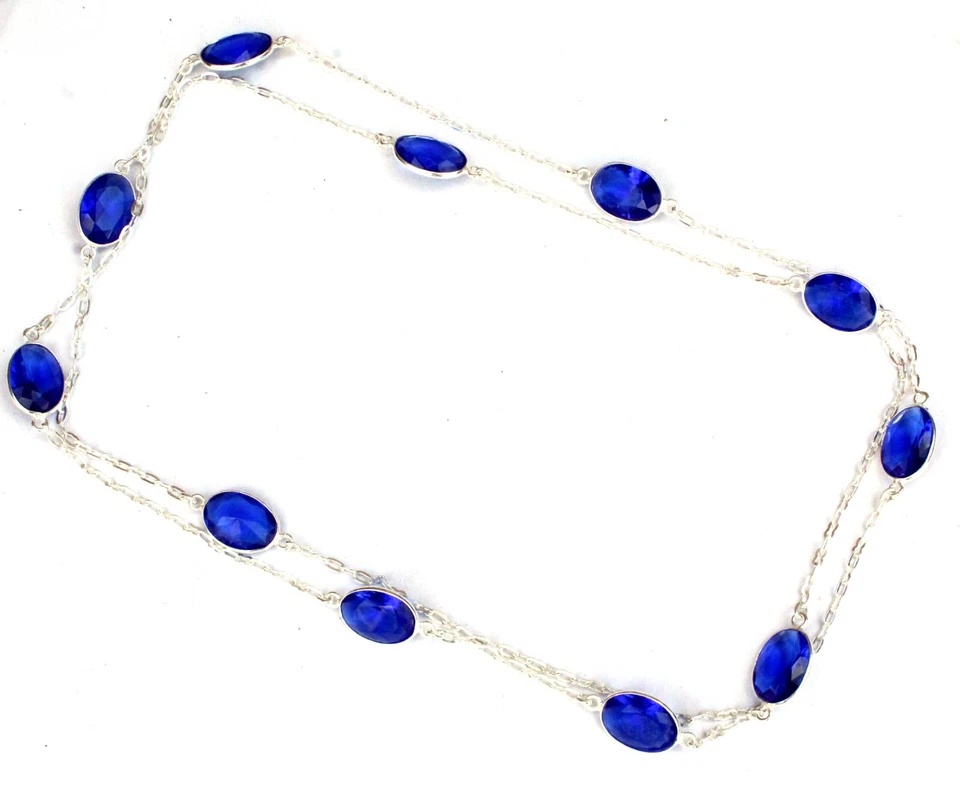 Collares de joyería de plata de ley 925 hechos a mano con piedras preciosas de tanzanita talla 36 Foto 1 de 1