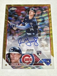 Jared Young 2023 Topps Chrome Gold Wave Ref Rookie Auto 34/50 RC SP Pack Fresh