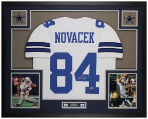 Jay Novacek Autographed and Framed White Dallas Jersey Auto Beckett Cert - Picture 1 of 5