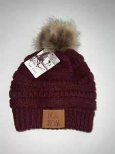 Rae Dunn DOG MOM Strick Wintermütze WEINROT Neu mit Etikett tolles Geschenk - Bild 1 von 2