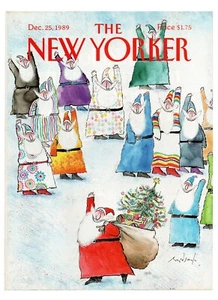 Vintage NEW YORKER Magazine 1989 Dec 25 COVER ONLY Christmas Santa Claus - Bild 1 von 1