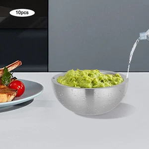10Pcs 1L Stackable Stainless Steel Salad Bowl Insulated Salad Bowl Anti-slip Pad - Picture 1 of 13