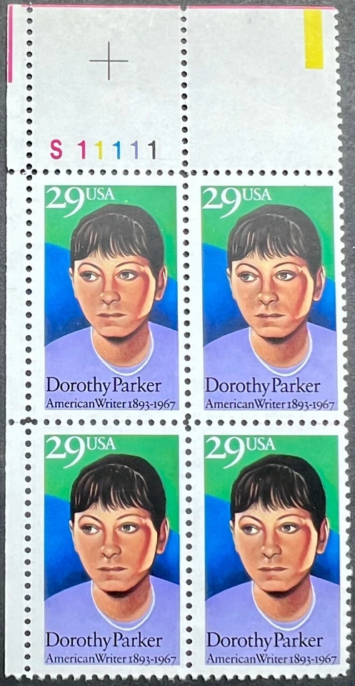 Scott#: 2698 - Literary Arts Issue Dorothy Parker 29¢ 1992 SV Plate Block MNHOG - Image 1 of 1