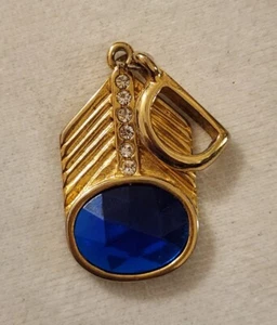 Rita Frascione necklace charm Blue & Clear Rhinestone, Letter D Charm Pendant - Picture 1 of 3