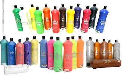 SCOLA 26 COLOURS 600ml READY MIX POSTER PAINT GOLD SILVER METALLIC & FLUORESCENT - Image 1 of 4