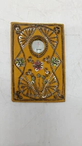 Antikes Skapulier ex voto Stoff bestickt Kreuz 19. Jahrhundert Italien - Bild 1 von 6