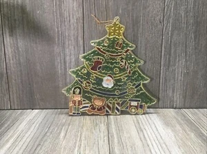 Christmas Tree Ornament Faux Stain Glass Effect Plastic Hangable Tree Tradition - Picture 1 of 12