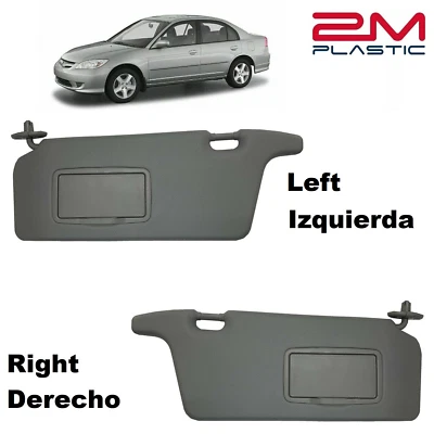 Sun Visor Left + Right for Honda Civic 2001-2005 DARKGRAY 2MPLASTIC 02-03-04 - Image 1 of 4