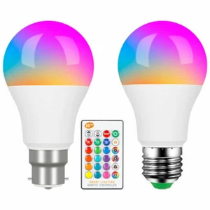 RGB LED Light Bulb 16 Colour Changing Remote Controlled Bayonet Screw Party Lamp - Picture 1 of 13