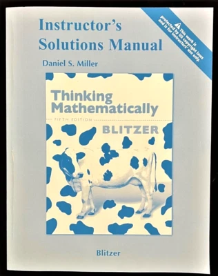 BLITZER - Thinking Mathematically - INSTRUCTOR'S SOLUTION MANUAL  5e  (2011) - Image 1 of 4