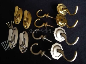 2 Gardinenbinder Rücken Quaste Haken Tieback Stark Massiv Metall Wandband Befestigungen - Bild 1 von 3