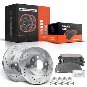 Rotor de freno delantero perforado y pastillas de freno para Honda Civic 90-00 CRX Civic del Sol - Imagen 1 de 9