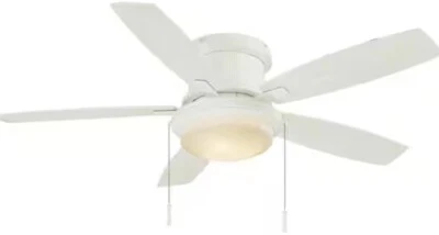 Hampton Bay Roanoke 48 in. Indoor/Outdoor Wet Rated Ceiling Fan w/ Light - White - Image 1 of 3