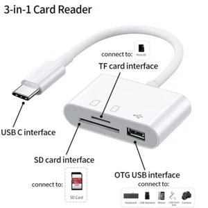 Type C Adapter TF CF SD Memory Card Reader OTG  USB-C for  Iphone 15 Pro Samsung - Picture 1 of 3