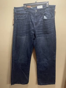 TK Axel Slim Boot Cut Denim Jeans Stretch Blue Dark Wash Mens Size 38 X 30 - NEW - Picture 1 of 6