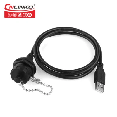 Dual Panel Port USB2.0 Waterproof Sealed IP67 USB Connector Bulkhead Socket Plug - Image 1 of 4