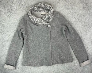 Chiaramente Suéter Cárdigan Mezcla Lana Mujer Pequeño Estampado Animal Gris Acogedor - Imagen 1 de 10