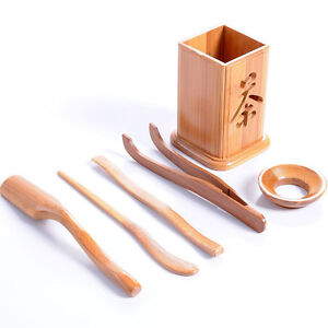 Bamboo Tea Set China Classic Gongfu Tea-making Tool Natural Saucer + Spoon + Can