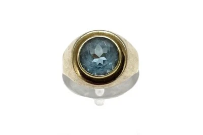 585/- 14kt Gold Ring, Blautopas, Cabochon, Gr. 52, Damen, guter Zustand. - Bild 1 von 3