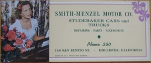 Hollister, CA 1951 Studebaker Car Advertising Blotter w/Pinup Woman - 'Cathy' - Picture 1 of 1