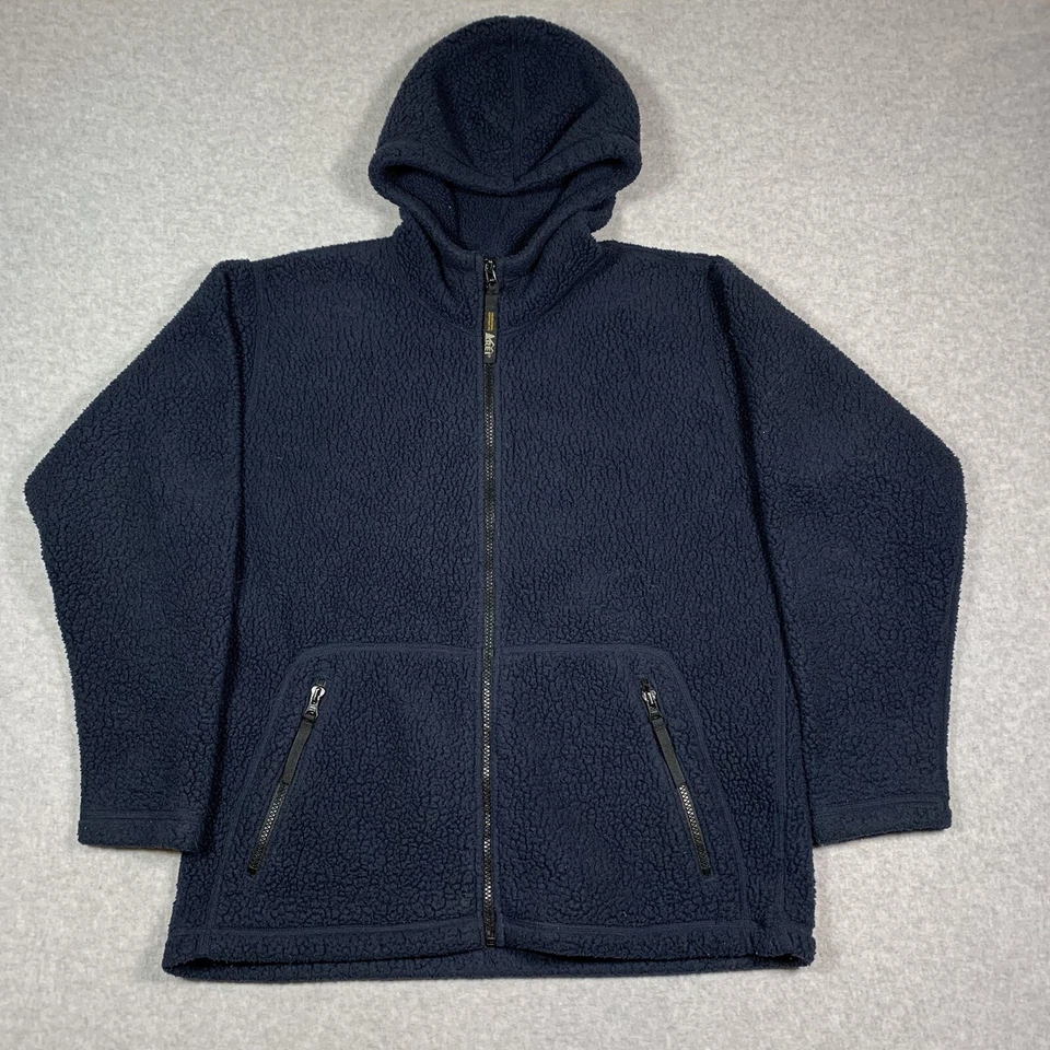 Chaqueta polar REI Polartec para hombre talla mediana azul marino cremallera completa senderismo aire libre Foto 1 de 4