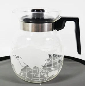 Vintage Nestle Nescafe World Globe 6 Cup Glass Carafe Coffee Tea Pot 1970s - Picture 1 of 5