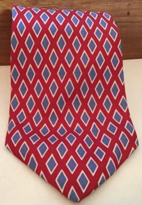 Corbata Brooks Basics roja azul geométrica 100 % seda hecha en EE. UU. para hombre 3,75" con usada en excelente estado Foto 1 de 4