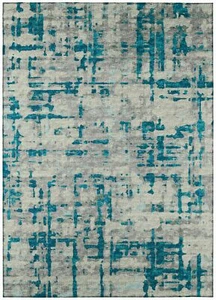 Addison Rugs Bravado ABV35 Peacock 8' x 8' Indoor Outdoor Round Rug, Easy Clean, - Picture 1 of 2