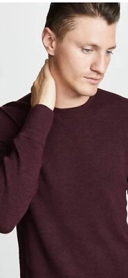 Rag And Bone Gregory Burgandy Merino Waffle Knit Thermal Crew Sweater Mens Small - Image 1 of 4