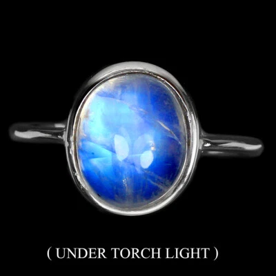 Anillo de plata de ley 925 piedra lunar ovalada 11x9 mm piedras preciosas joyería 6 Foto 1 de 4