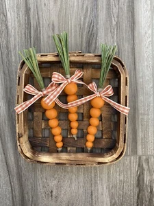 Set of 3 Handmade Wood Bead Carrots Spring Easter Decor - Picture 1 of 6