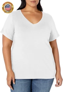 Women'S plus Size Short-Sleeve V-Neck T-Shirt, Multipacks - Picture 1 of 4