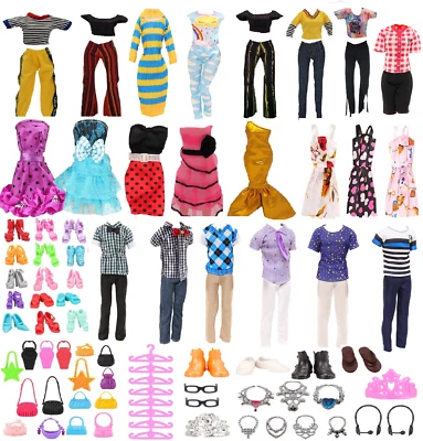 NIMETO Kleidung Zubehör für Barbie & Ken Puppen Schuhe Schmuck Kleid Konvolut Tasche
