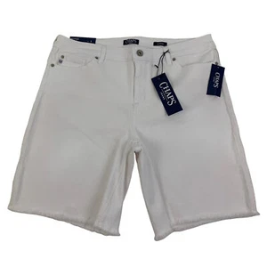 CHAPS Jeans White Bermuda Cut-off Denim Style Shorts Size 14 New #7814 - Picture 1 of 5