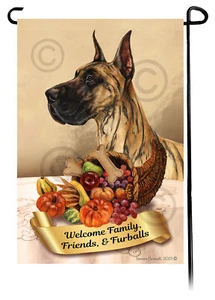 Thanksgiving Garden Flag - Cropped Brindle Great Dane 067D - Picture 1 of 1
