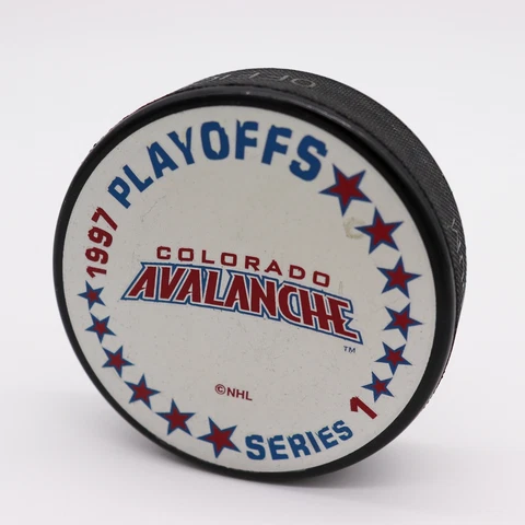 Colorado Avalanche Souvenir 1997 Playoff Puck, Series 1, Mint Cover