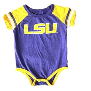 LSU Tigers TFA Infant Baby Lap Shoulder Ringer Romper One Piece Outfit 3-6 MOS - Picture 1 of 6