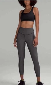 Leggings ajustados de tiro alto Lululemon Base Pace 25" para mujer 6 bolsillos acanalados grises - Imagen 1 de 7