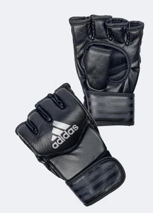 Adidas Combat Sports Gloves Black with Silver Logo Grappling MMA - Picture 1 of 6