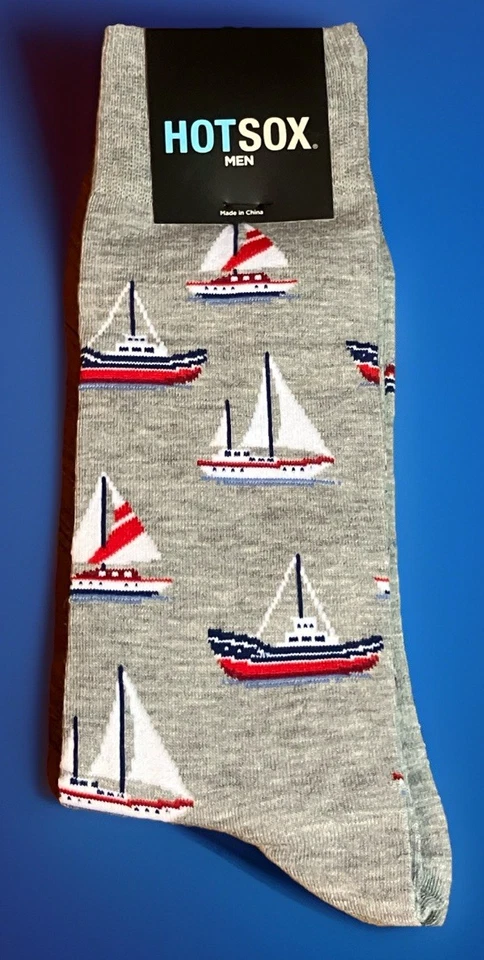 Hot Sox Hombres Veleros Gris Jaspeado Novedad Crew Calcetines ZHM11004 Talla 10-13 Nuevos Foto 1 de 1