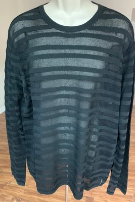 ARMANI EXCHANGE Mens Round Neck Black Knit Sheer Sweater Top Blouse  Sz XL - Image 1 of 4