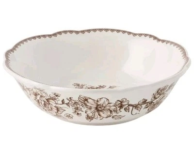 Four (4) Pioneer Woman ~ AGATHA BROWN ~ Scalloped Edge ~ 7.01" Stoneware Bowls