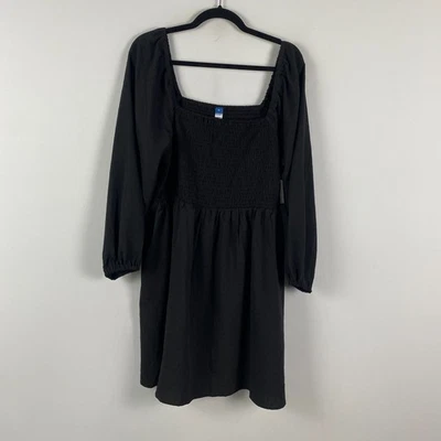Old Navy Fit & Flare Long-Sleeve Mini Dress Size XL Black Square Neck - Image 1 of 4
