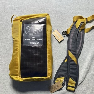 NWT Patagonia Black Hole Duffle 55L Travel Bag Smolder Blue Buckwheat Gold 49342 - Picture 1 of 24