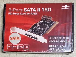 Vantec 6-Port SATA II 150 PCI Host Card w/ RAID, UGT-ST310R - New Factory Sealed - Zdjęcie 1 z 7