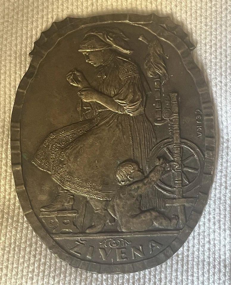 PLACCA BRONZO ZIVENA ORGANIZZAZIONE DIRITTI DELLE DONNE SLOVACCHIA 1869 - Immagine 1 di 4