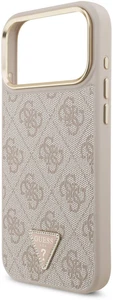 Guess PU Leather 4G Triangle Logo Gold Frame Case for iPhone 17 ProMax 6.9" Pink - Picture 1 of 7