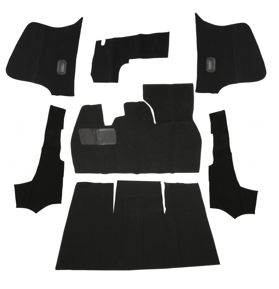 Kit de alfombras EMPI 3917 7 piezas con reposapiés, negro, se adapta a VW Super Beetle 1971-1972 Foto 1 de 1