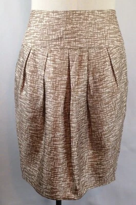Banana Republic Silk Skirt Size 2 Beige/Brown Printed Pencil Lined Pockets Foto 1 de 4